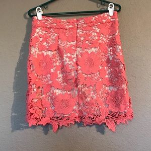 Size 4P Loft Skirt Coral Floral Pattern